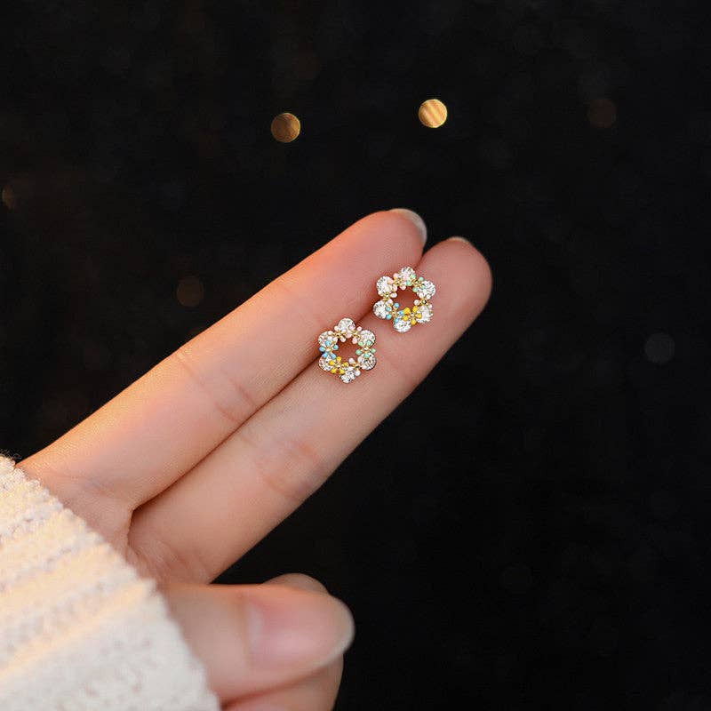 Perimade & Co. LLC - Tiny Color Enamel Flower Stud Earring in 925 Sterling Silver