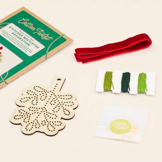 Cotton Twist (WE PREPAY ALL USA DUTIES) - Make Your Own Stitched Mistletoe Decoration