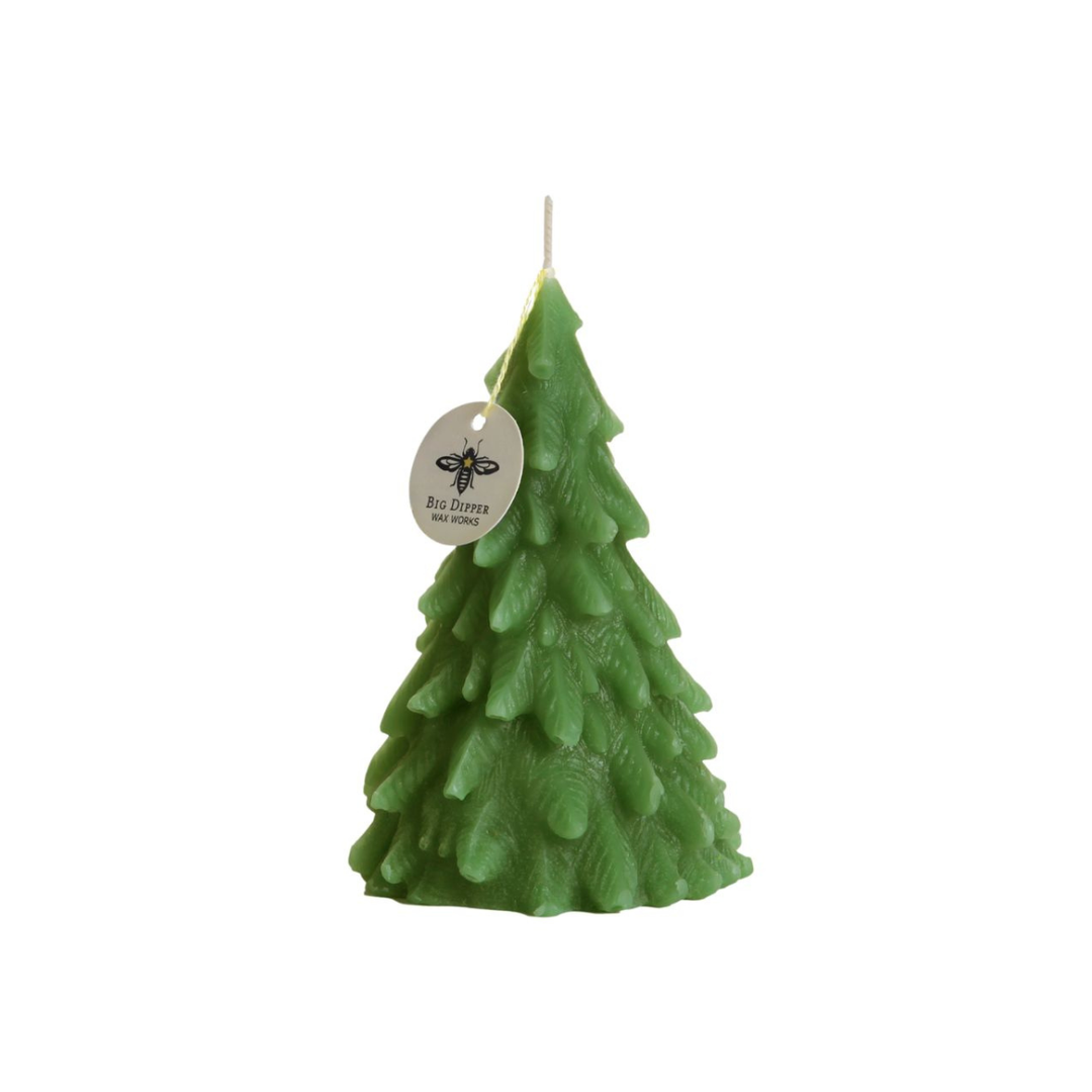 Big Dipper Wax Works - Tree Candles – 100% Pure Beeswax – 2 Sizes, 2 Colors: Moss Green / Medium