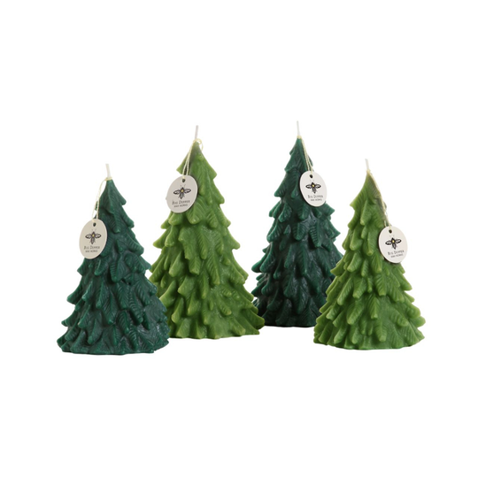 Big Dipper Wax Works - Tree Candles – 100% Pure Beeswax – 2 Sizes, 2 Colors: Moss Green / Medium