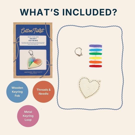 Cotton Twist (WE PREPAY ALL USA DUTIES) - Heart Keyring Craft Kit
