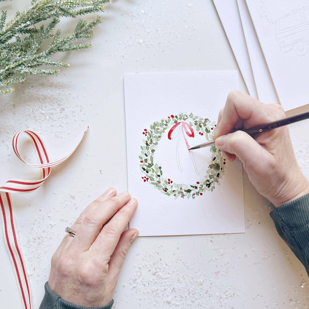 emily lex studio - Christmas cheer paintable watercolor notecard set