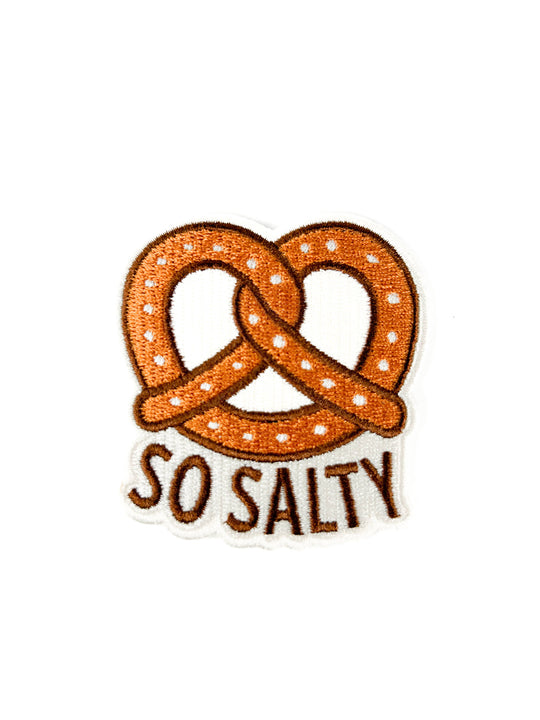 Field Trip Threads - So Salty Embroidered Patch Funny Pretzel Iron On Totes Snack