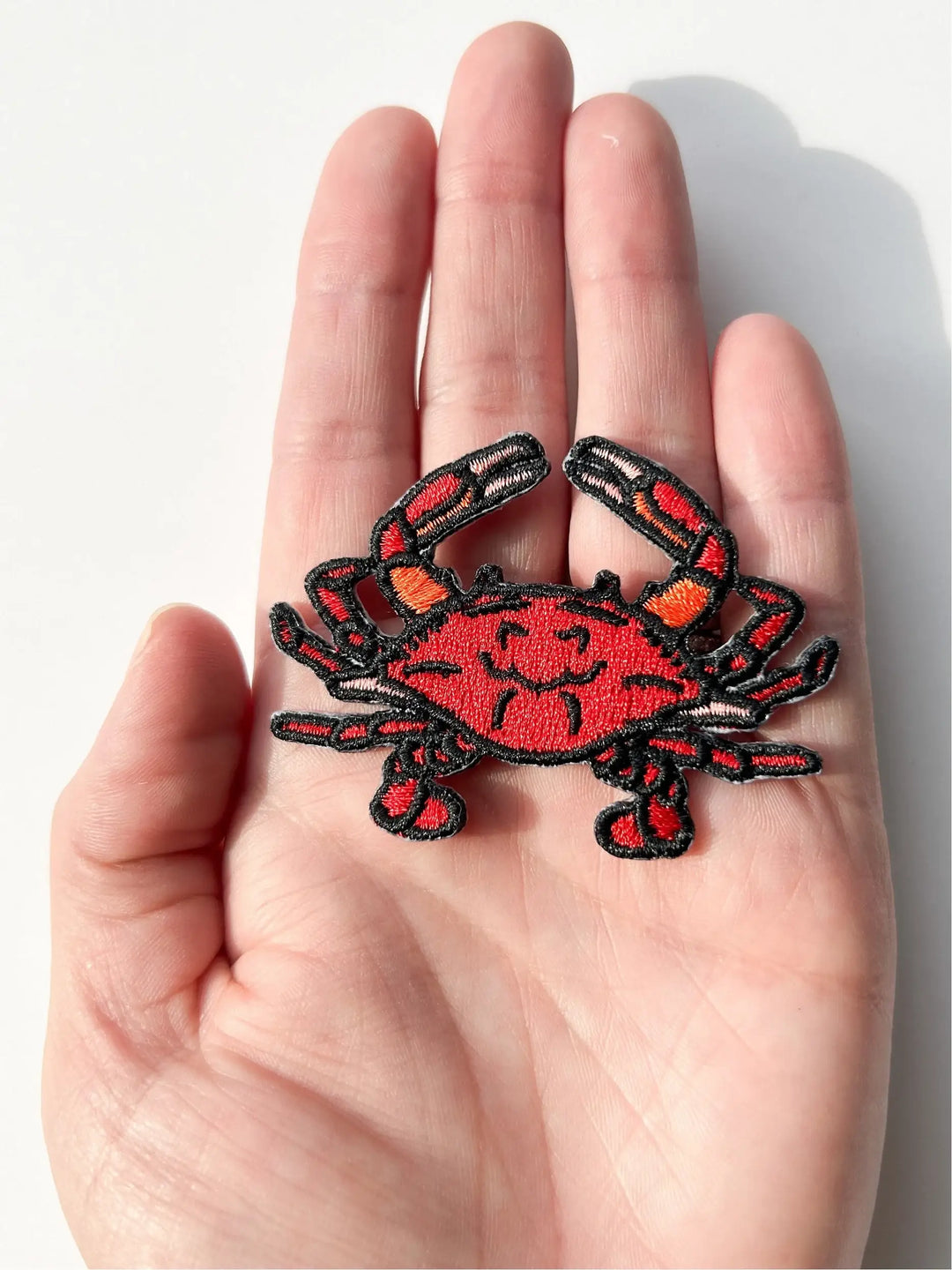 Field Trip Threads - Red Crab Embroidered Iron on Patch Beach Nature Surf Patch