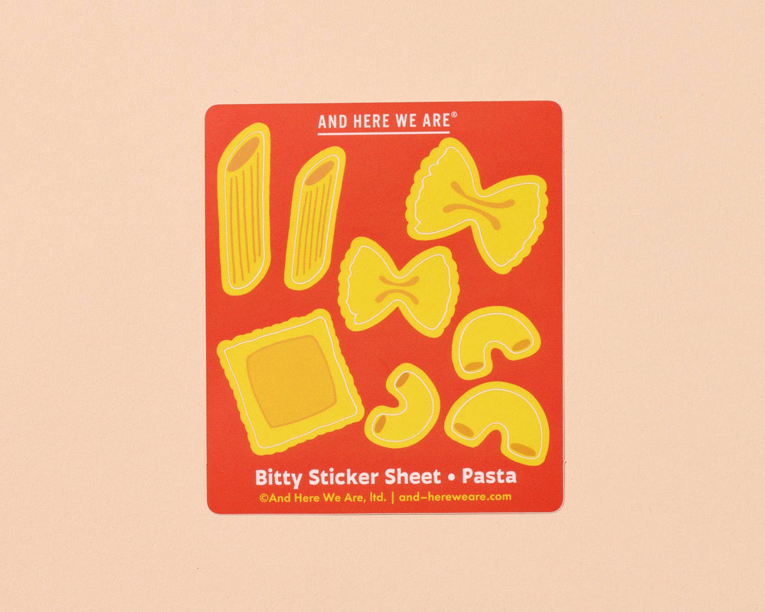 And Here We Are - Bitty Vinyl Sticker Sheet—Pasta & Noodle (8 little stickers)