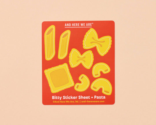 And Here We Are - Bitty Vinyl Sticker Sheet—Pasta & Noodle (8 little stickers)