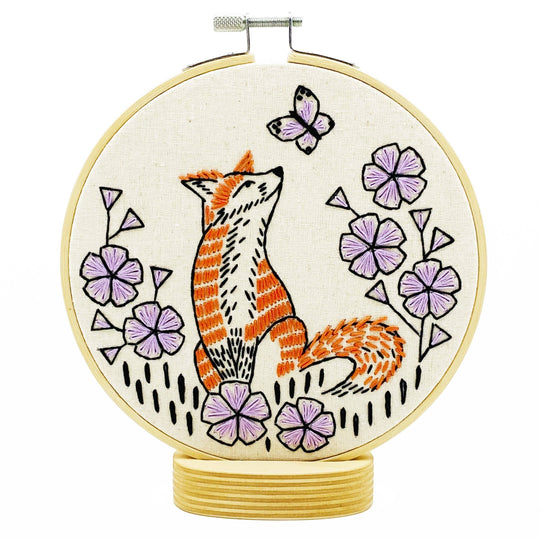 Hook, Line & Tinker Embroidery Kits - Fox in Phlox Complete Embroidery Kit