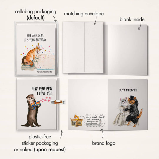 Liyana Studio - Thank You Bag Cat - Funny Thank You Card: Single