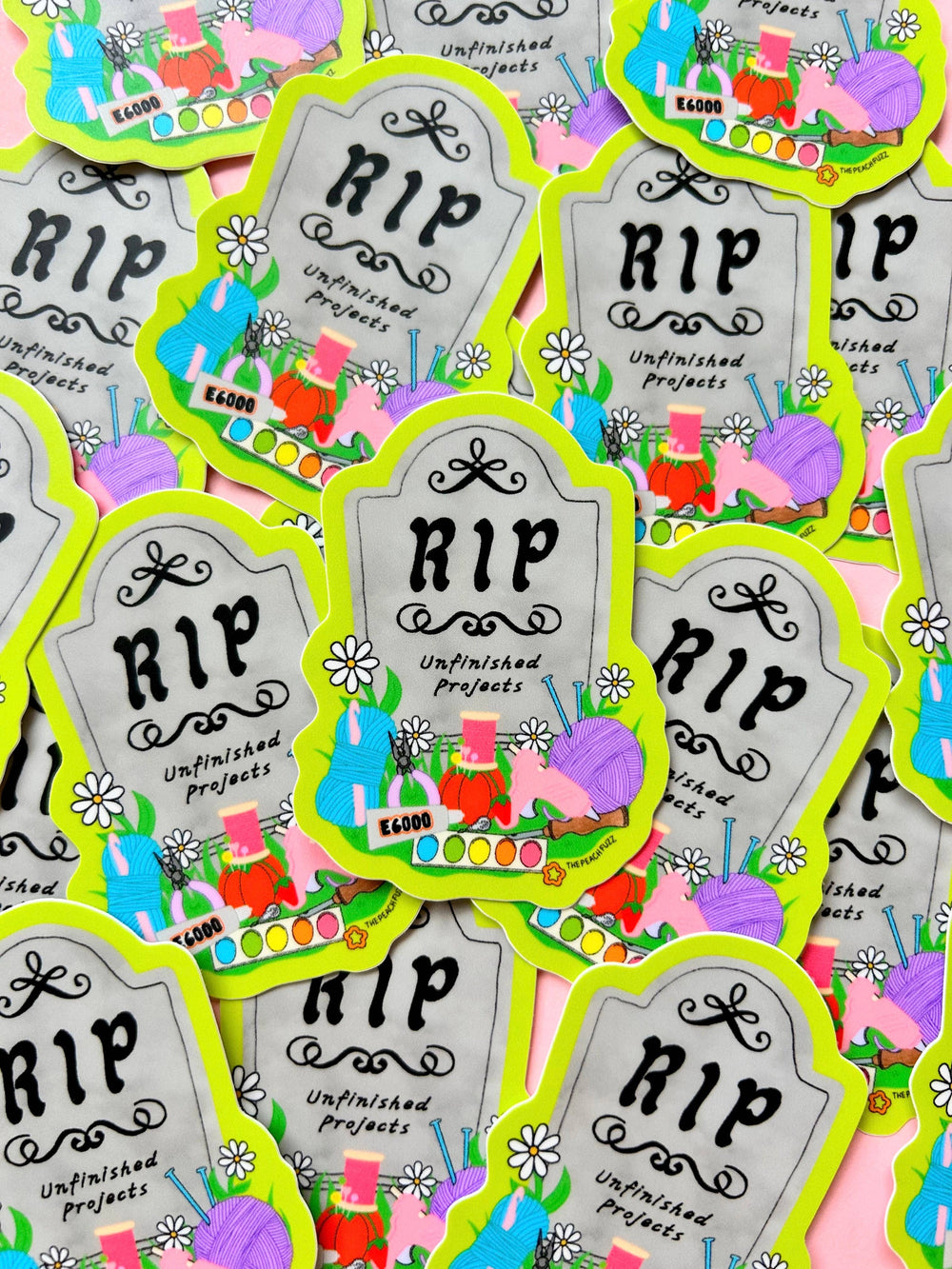 The Peach Fuzz - R.I.P. Unfinished Projects Sticker