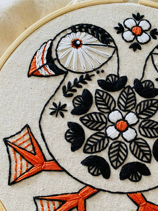 Hook, Line & Tinker Embroidery Kits - Puffin Complete Embroidery Kit
