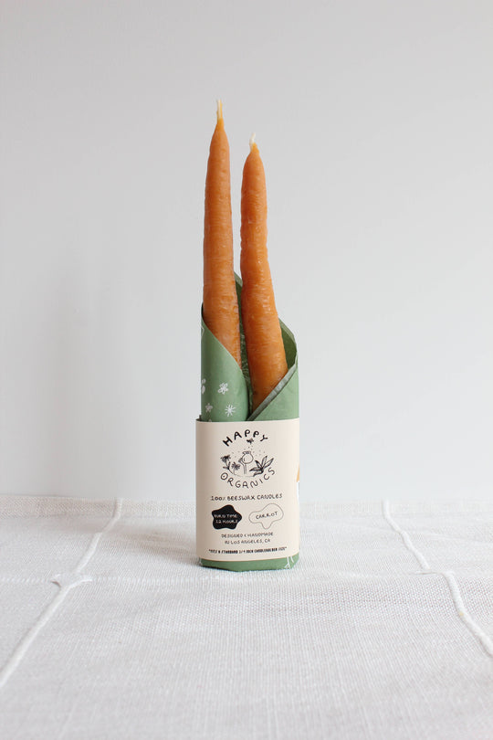 Happy Organics - Carrot Beeswax Candles Taper Pair