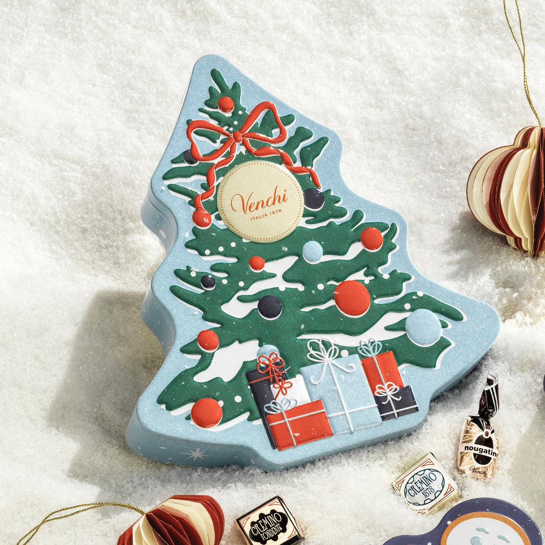 Venchi - Pine Tree Tin Christmas Chocolate Gift Box - Holiday Gifts