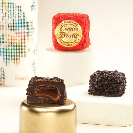 Venchi - Creme Brulee Caramel Filled Dark Chocolate - Italian Gourmet