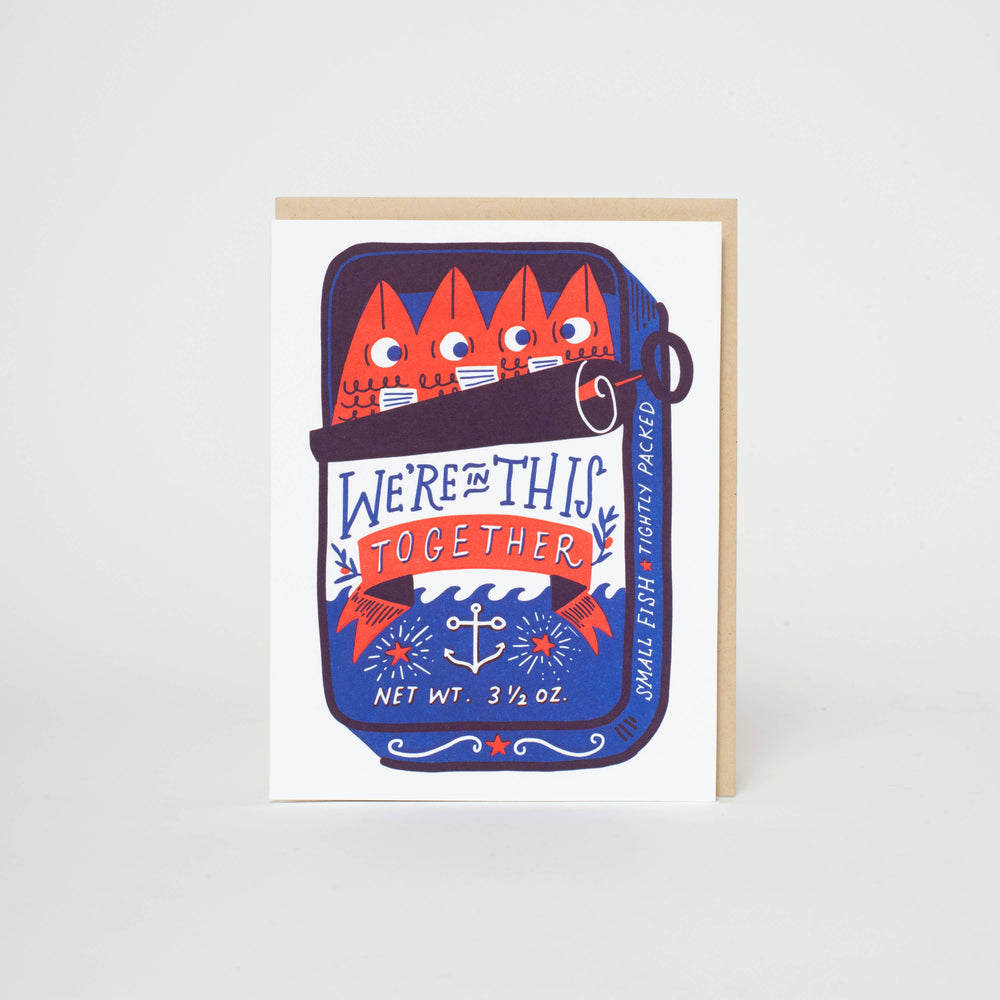 Egg Press Manufacturing - Sardines Friendship Letterpress Greeting Card by Hello!Lucky: Paper tab