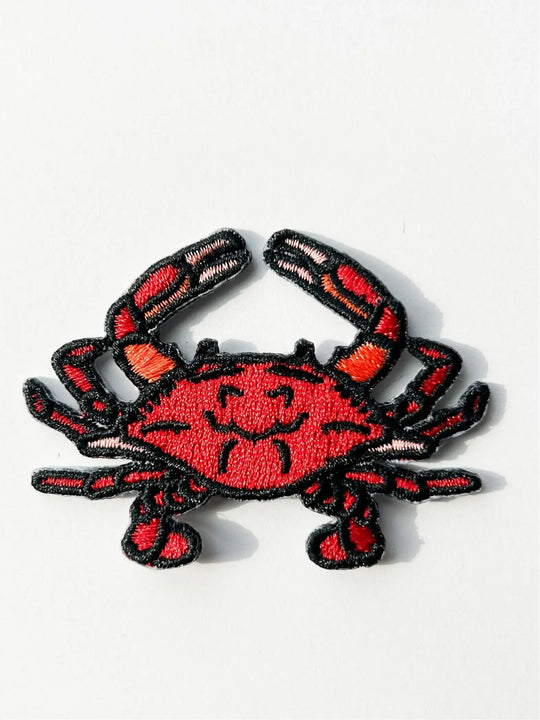 Field Trip Threads - Red Crab Embroidered Iron on Patch Beach Nature Surf Patch