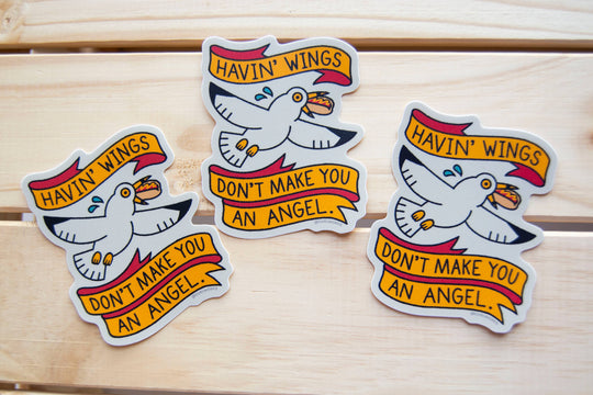 Curlworks - Havin' Wings Don't Make You An Angel - 3" Vinyl Sticker