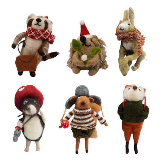 Sugarboo & Co - Felt Winter Woodland Animal Ornaments - Assorted Set of 6