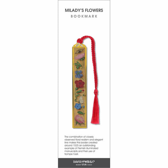 David Howell and Company - Milady's Flowers Metal Bookmark, MADE in USA