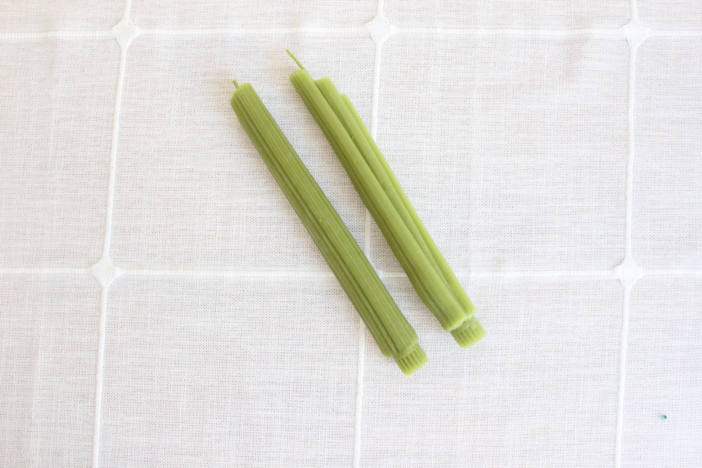 Happy Organics - Celery Beeswax Candles Taper Pair