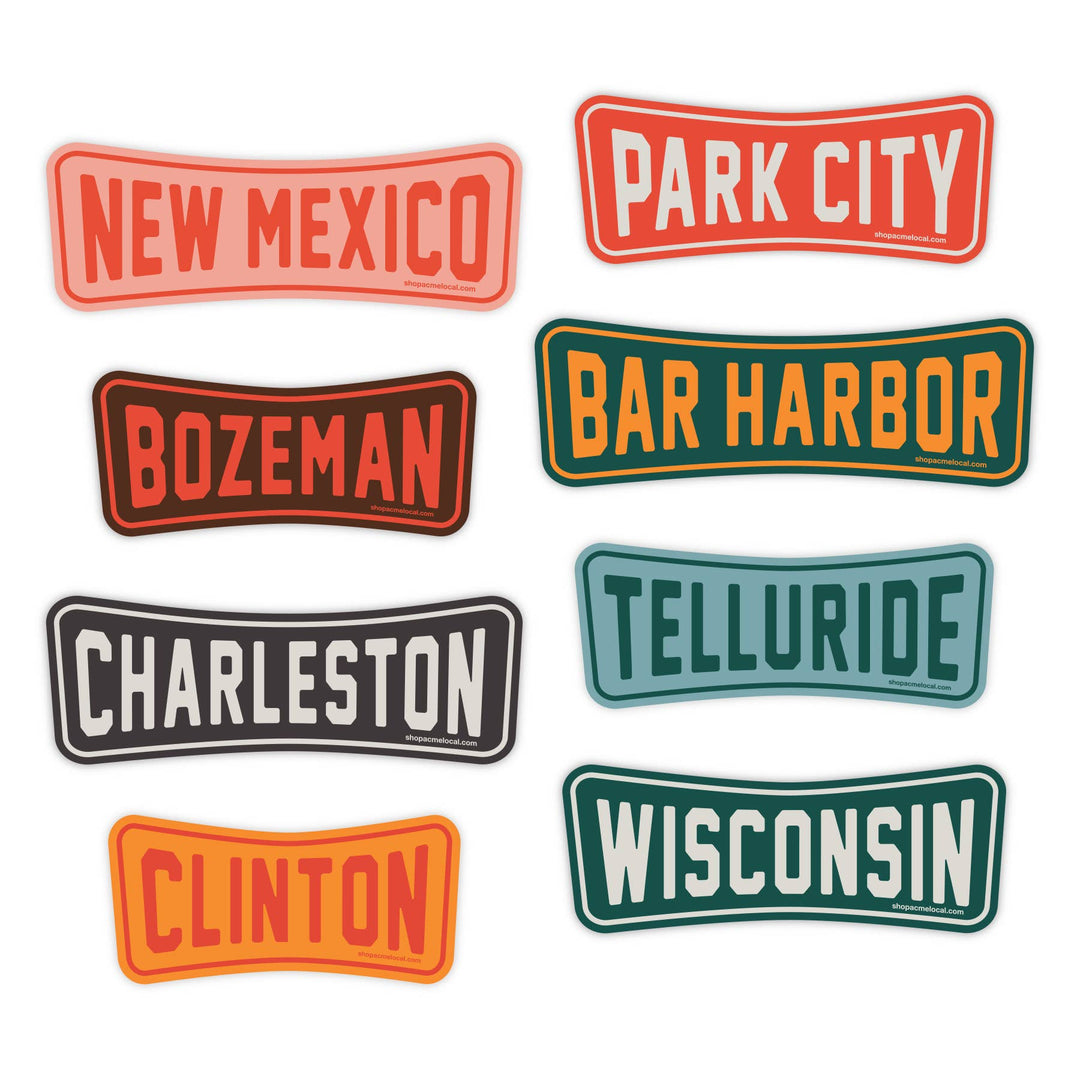 Acme Local - Roadside Retro Customizable Sticker: Blue and Forest