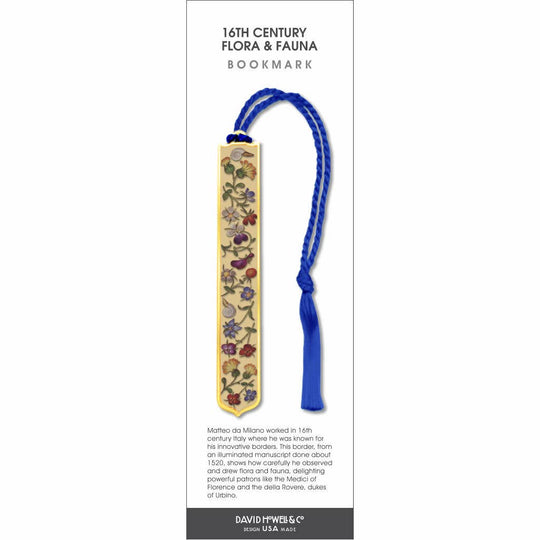 David Howell and Company - 16th Century Flora & Fauna Metal Bookmark, MADE in USA