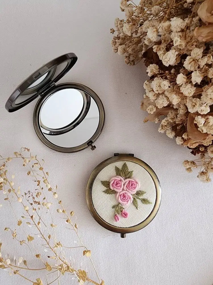 Quince Fables - Floral Embroidered Compact Mirror, Collection Sophia ✅: 6. Yellow flower