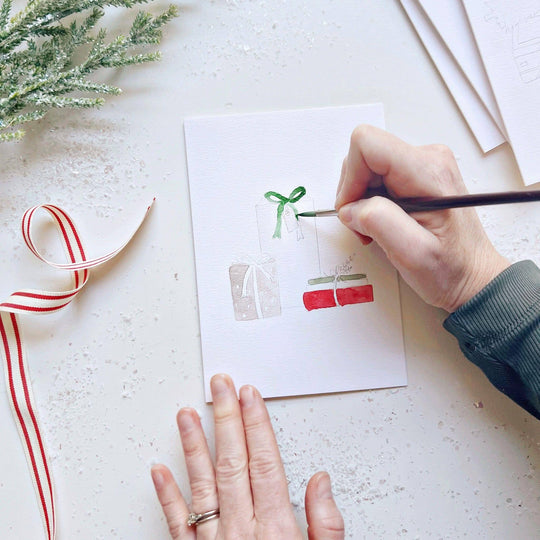 emily lex studio - Christmas cheer paintable watercolor notecard set