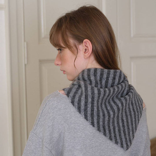 SALINA TRADING INC - Striped Wool Triangle Scarf for Women - Soft and Cozy: Green and Brown / 110 x 40 cm