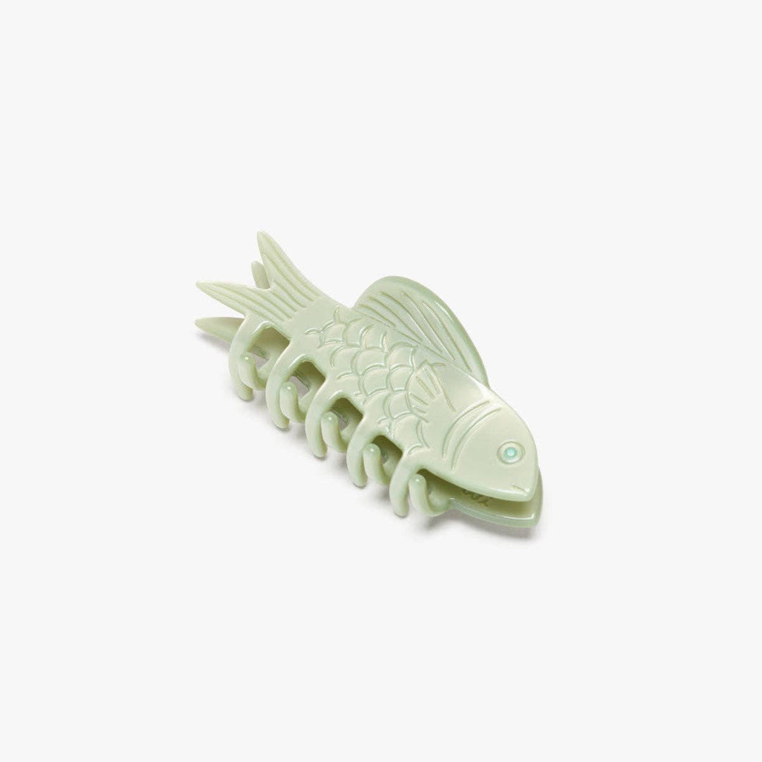 WINONA IRENE - Jade Green Fish Mini Acetate Hair Claw Clip Opal Rhinestones