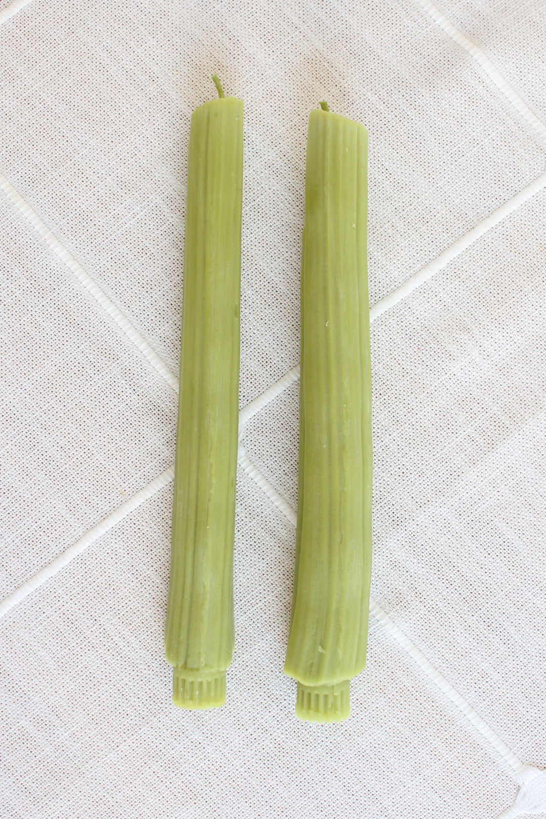 Happy Organics - Celery Beeswax Candles Taper Pair