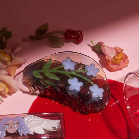WINONA IRENE - Forget-Me-Not Light Blue Flower Acetate Hair Claw