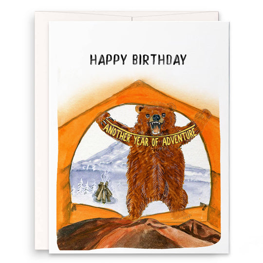 Liyana Studio - Camping Tent Bear - Funny Birthday Card