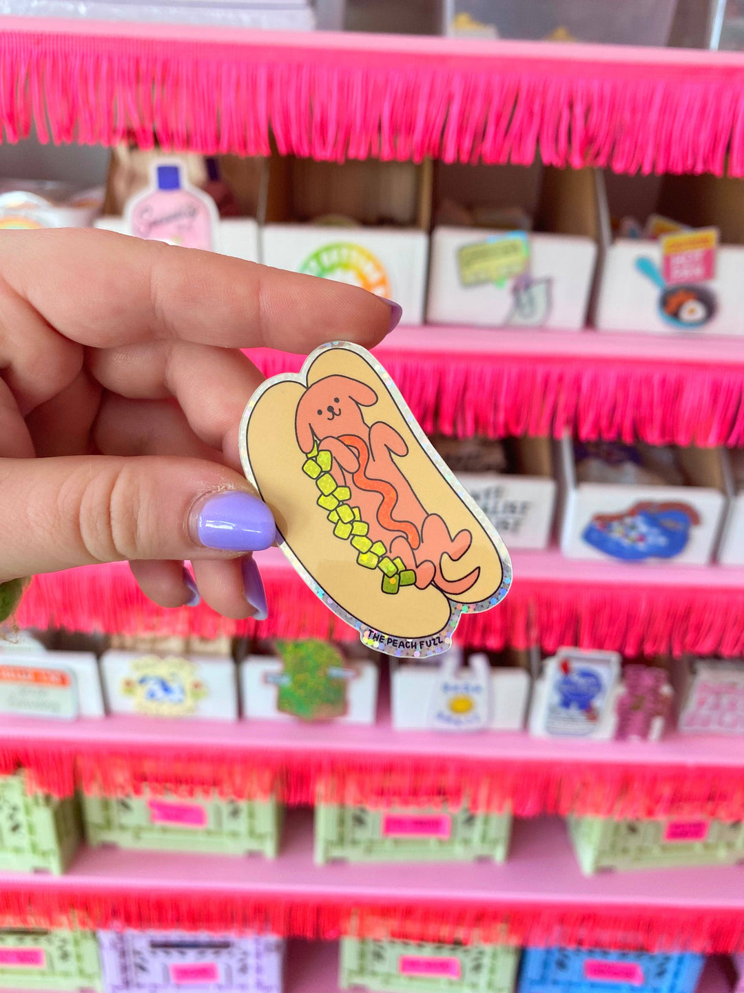 The Peach Fuzz - Hot Doggy Dog Glitter Sticker