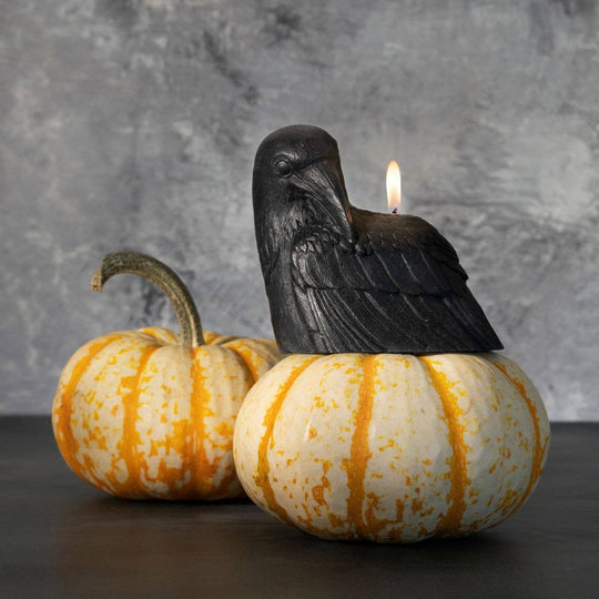 Big Dipper Wax Works - Crow Candle – 100% Beeswax – Black – 4” Handcrafted
