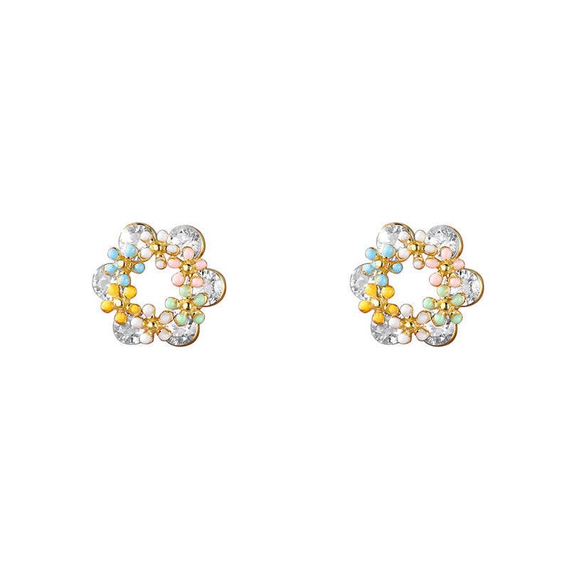 Perimade & Co. LLC - Tiny Color Enamel Flower Stud Earring in 925 Sterling Silver