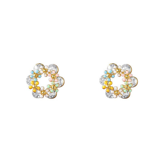 Perimade & Co. LLC - Tiny Color Enamel Flower Stud Earring in 925 Sterling Silver