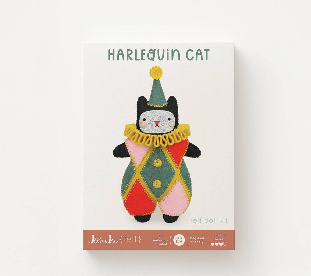 Kiriki Press - Harlequin Cat Felt Doll Kit