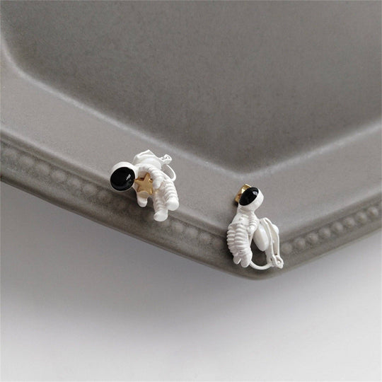 Perimade & Co. LLC - Astronaut Star Space Couple Stud Earring in Solid Copper: Silver Post