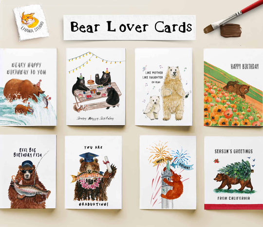 Liyana Studio - Camping Tent Bear - Funny Birthday Card