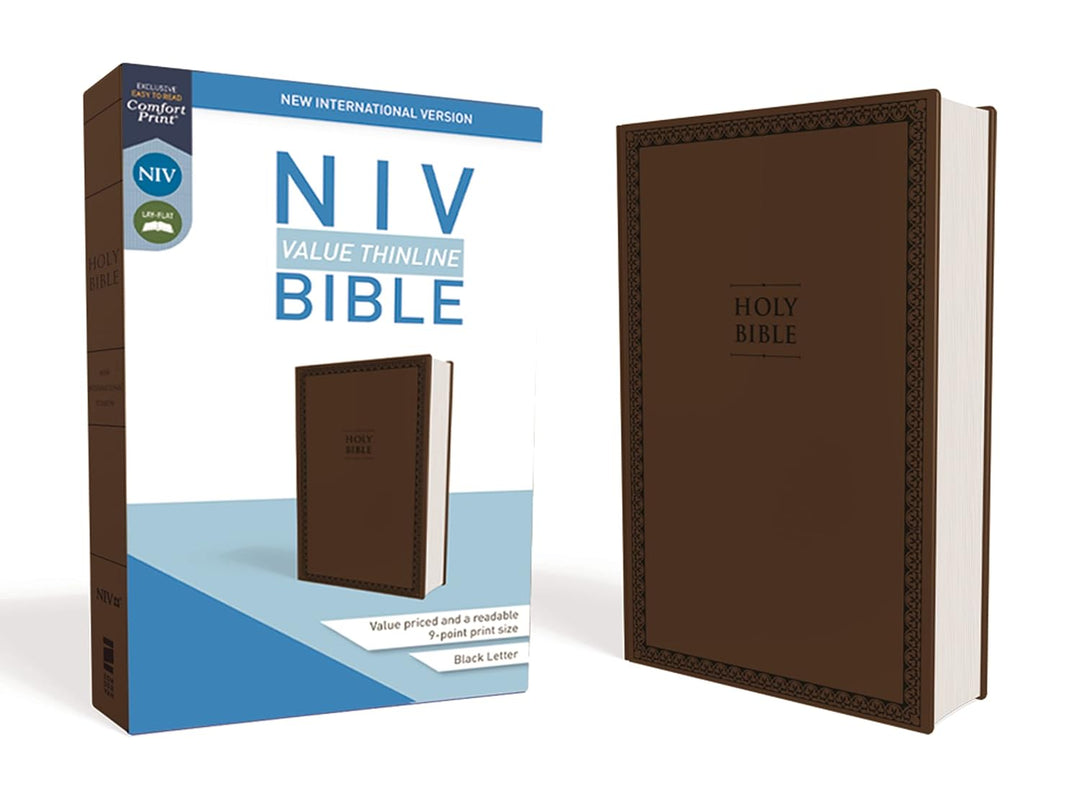 NIV, Value Thinline Bible, Leathersoft, Brown, Comfort Print by Zondervan