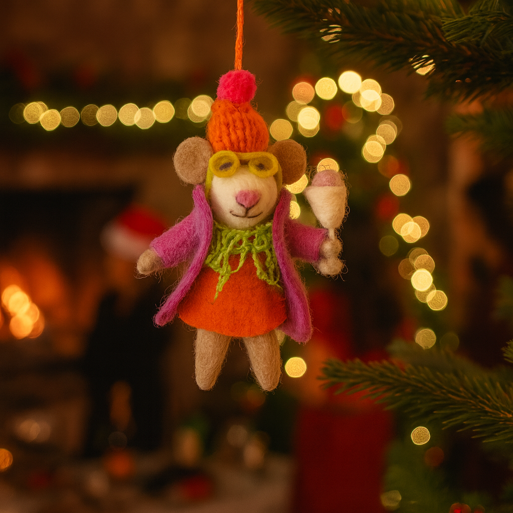 Felt So Good - Handmade Felt Margie the Merry Mouse Christmas Decoration