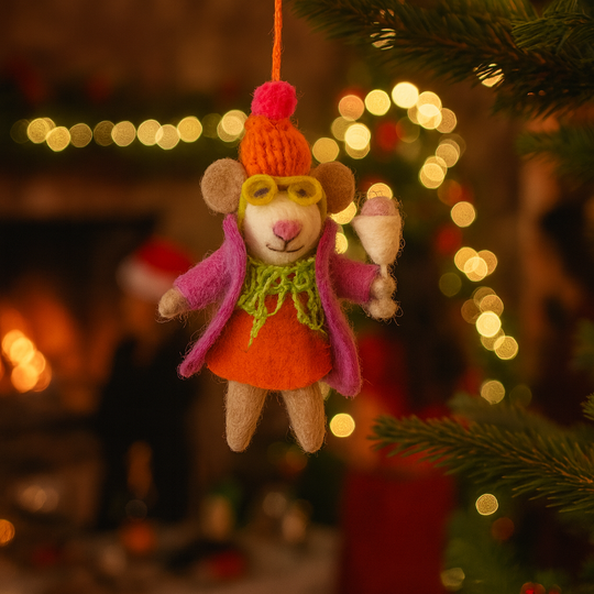 Felt So Good - Handmade Felt Margie the Merry Mouse Christmas Decoration