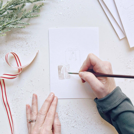 emily lex studio - Christmas cheer paintable watercolor notecard set