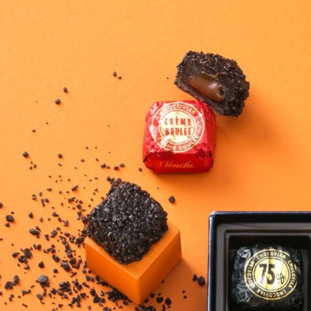 Venchi - Creme Brulee Caramel Filled Dark Chocolate - Italian Gourmet