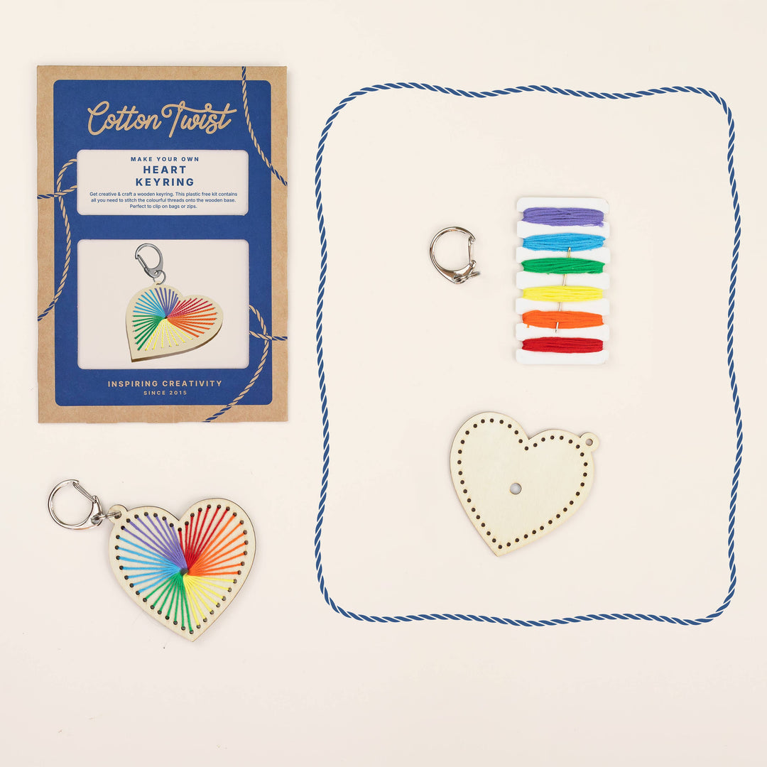 Cotton Twist (WE PREPAY ALL USA DUTIES) - Heart Keyring Craft Kit