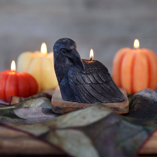 Big Dipper Wax Works - Crow Candle – 100% Beeswax – Black – 4” Handcrafted