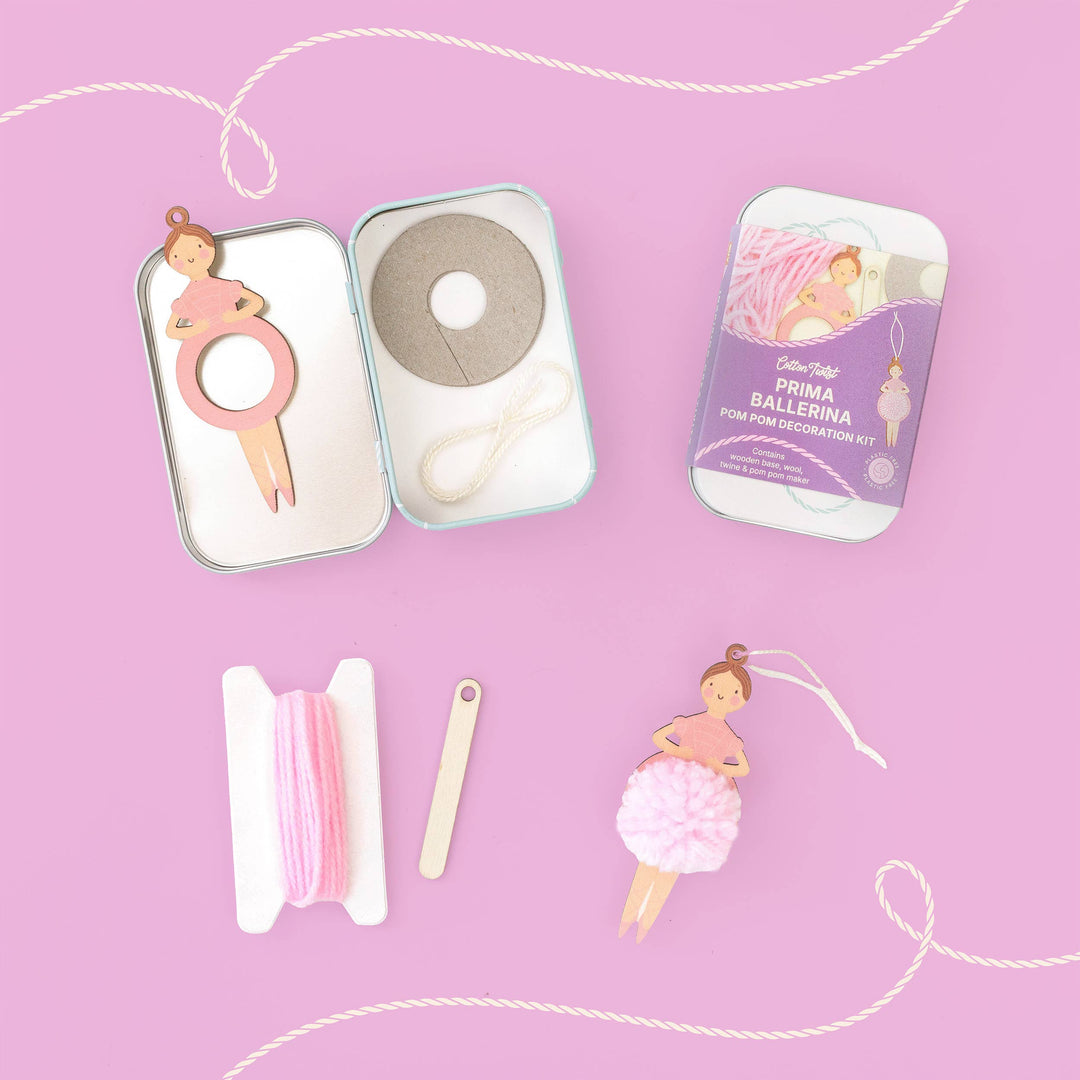 Cotton Twist (WE PREPAY ALL USA DUTIES) - Make Your Own Pom Pom Ballerina Decoration Kit