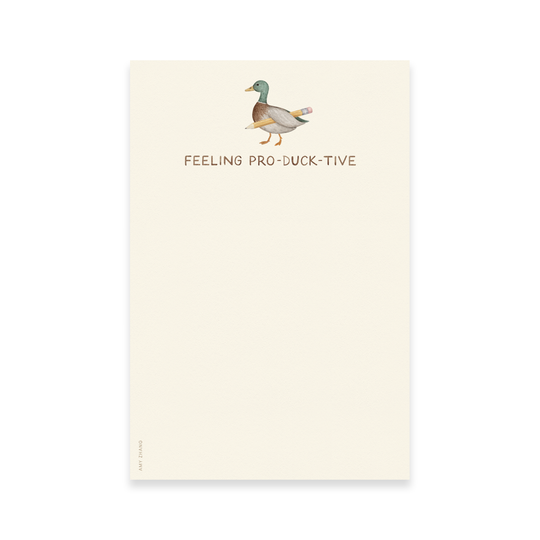 Amy Zhang - Feeling Productive — Cute Duck And Pencil Pun Notepad