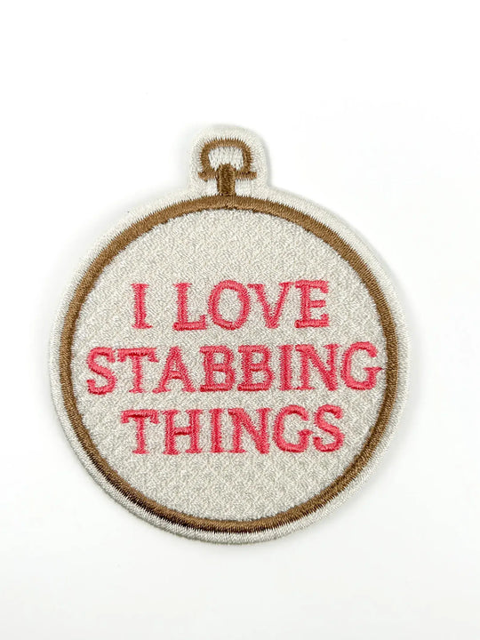 Field Trip Threads - I Love Stabbing Things Patch Embroidered Iron On for Craft