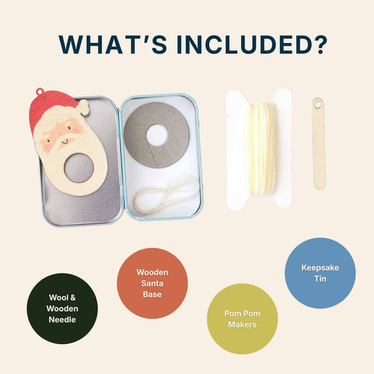 Cotton Twist (WE PREPAY ALL USA DUTIES) - Make Your Own Pom Pom Santa Decoration Kit